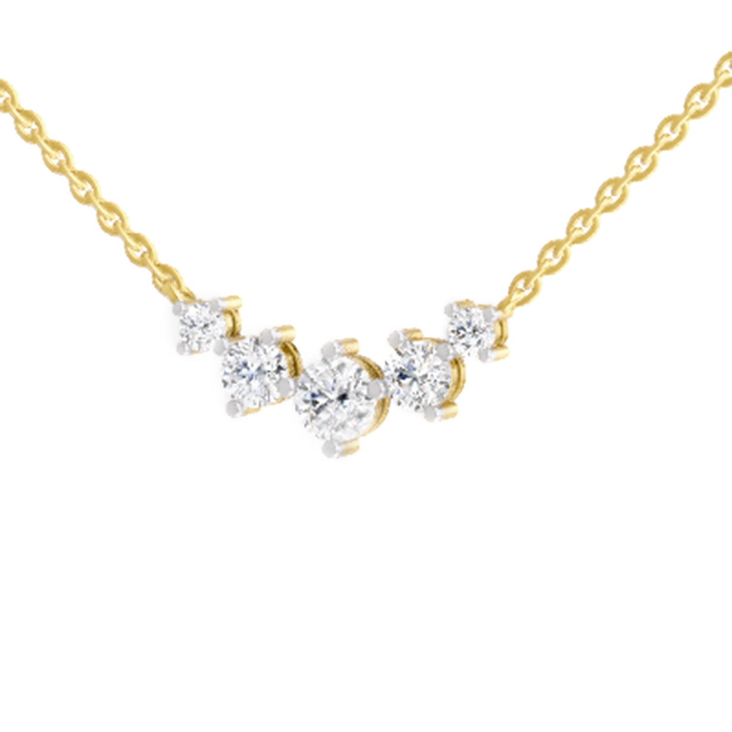 1.31 Carat Round 5 Stone Necklace | 14K Yellow Gold