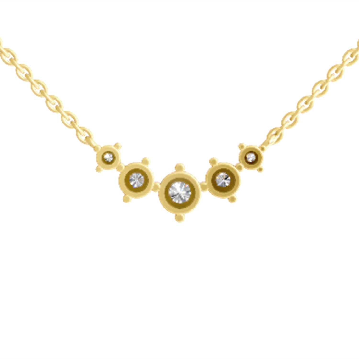 1.31 Carat Round 5 Stone Necklace | 14K Yellow Gold