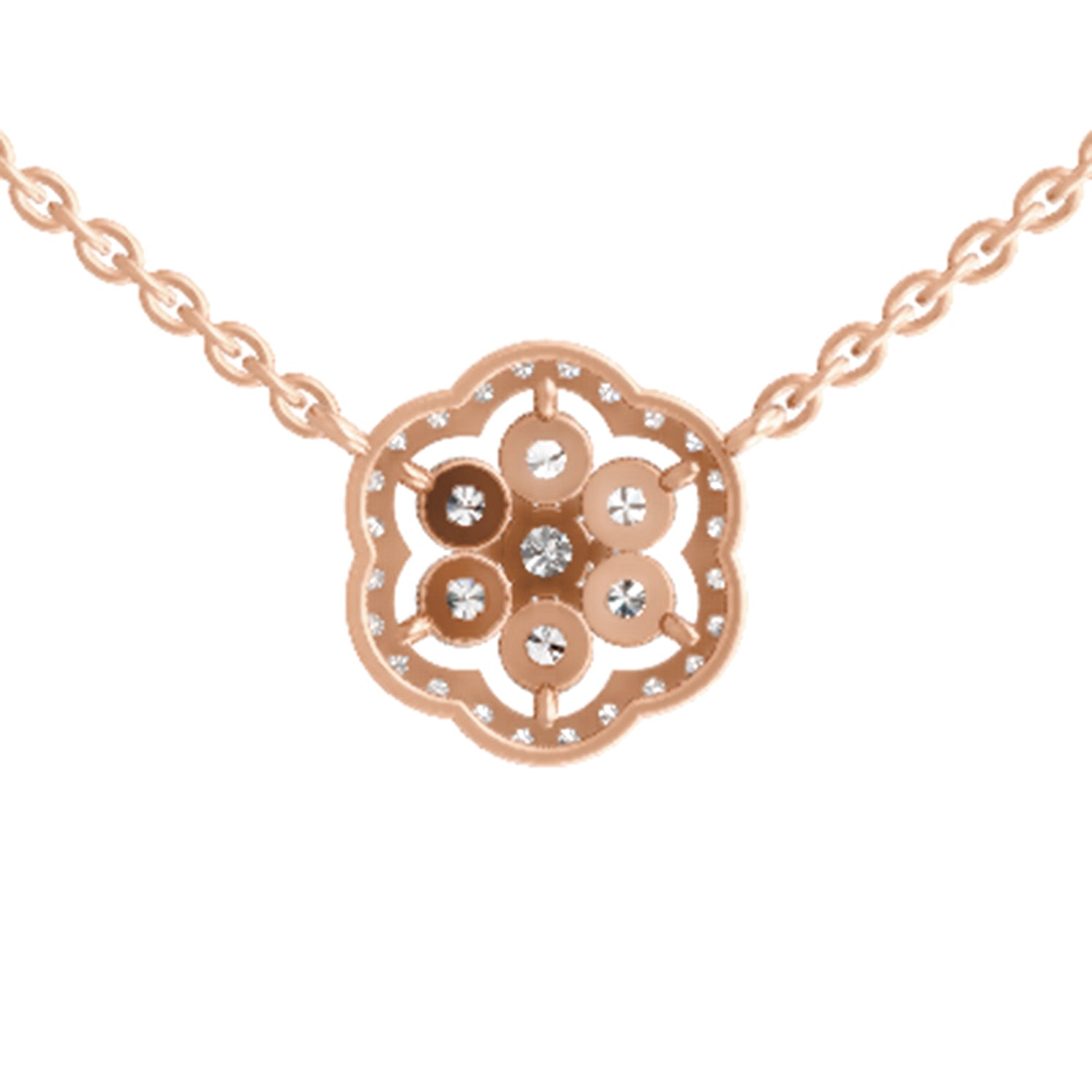 0.98 Carat Round Floral Necklace | 14K Rose Gold