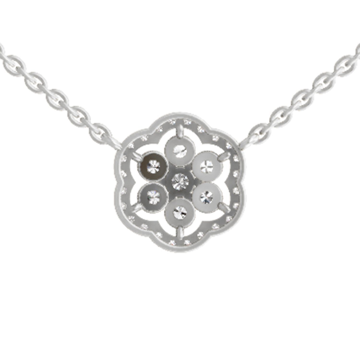 0.98 Carat Round Floral Necklace | 14K White Gold