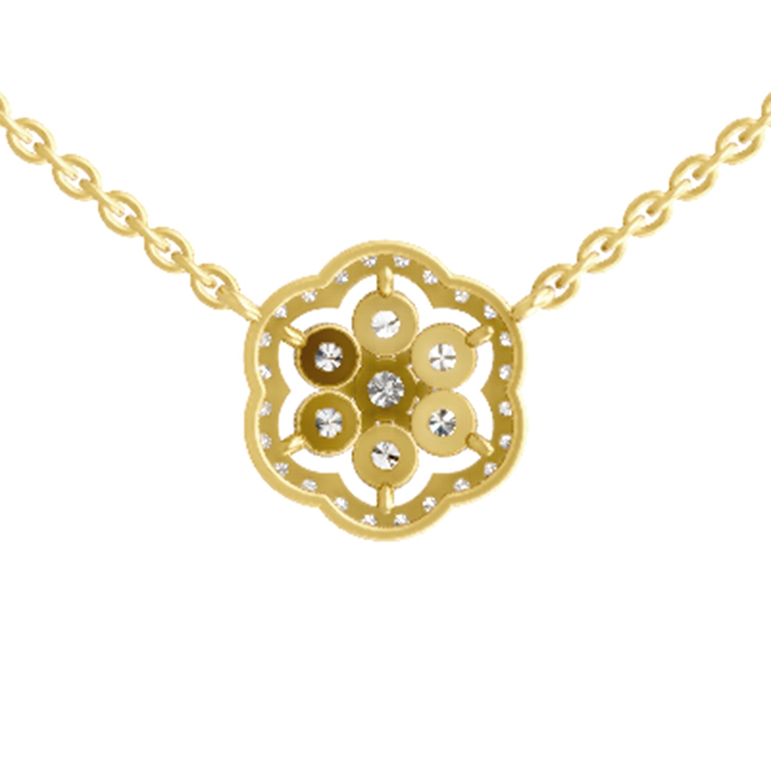 0.98 Carat Round Floral Necklace | 14K Yellow Gold