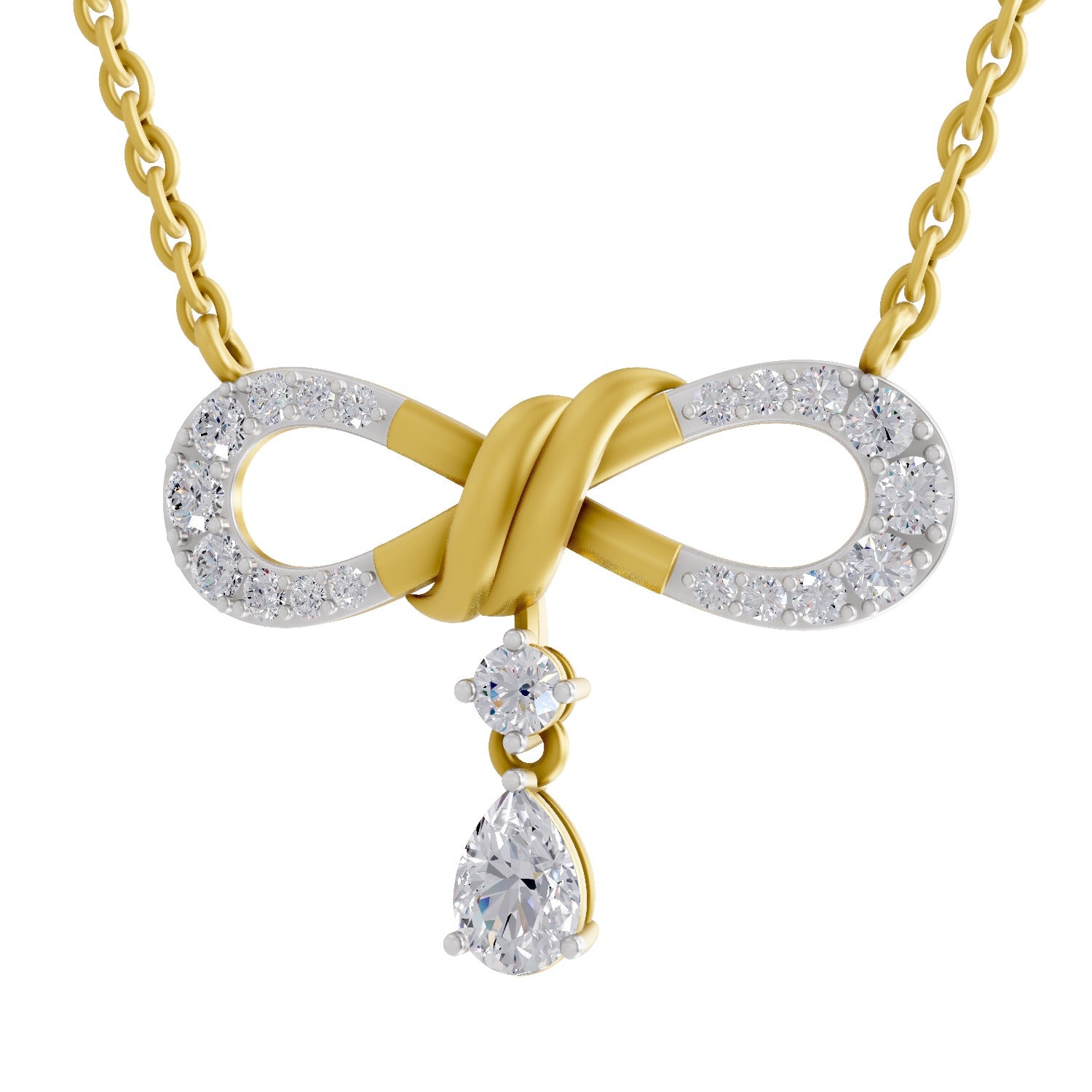 1.04 Ct Round Shape | 925 Sterling Silver Gold Plated Infinity Pendant Necklace