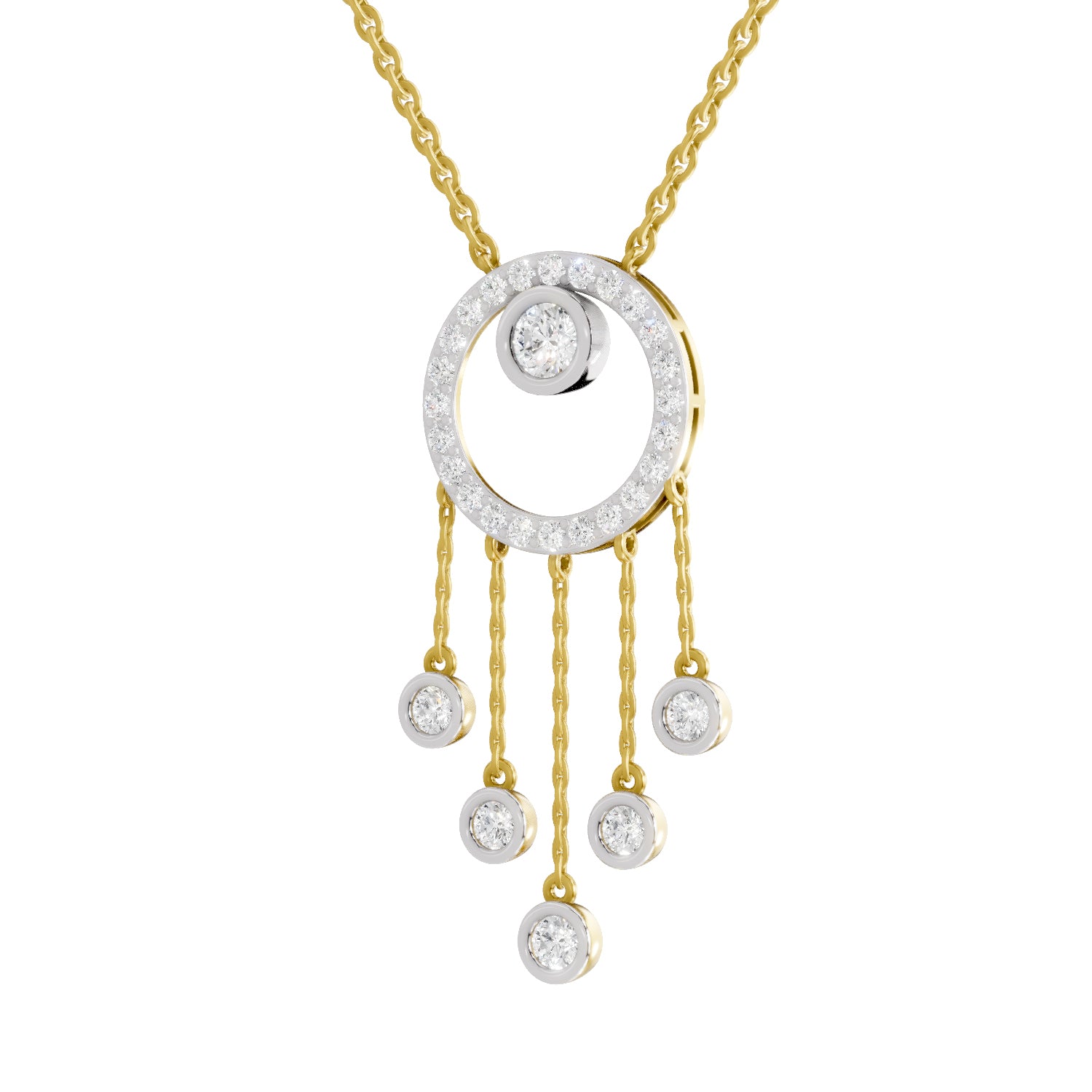 1.49 Carat | 925 Sterling Silver Yellow Gold Plated Dream Catcher Necklace