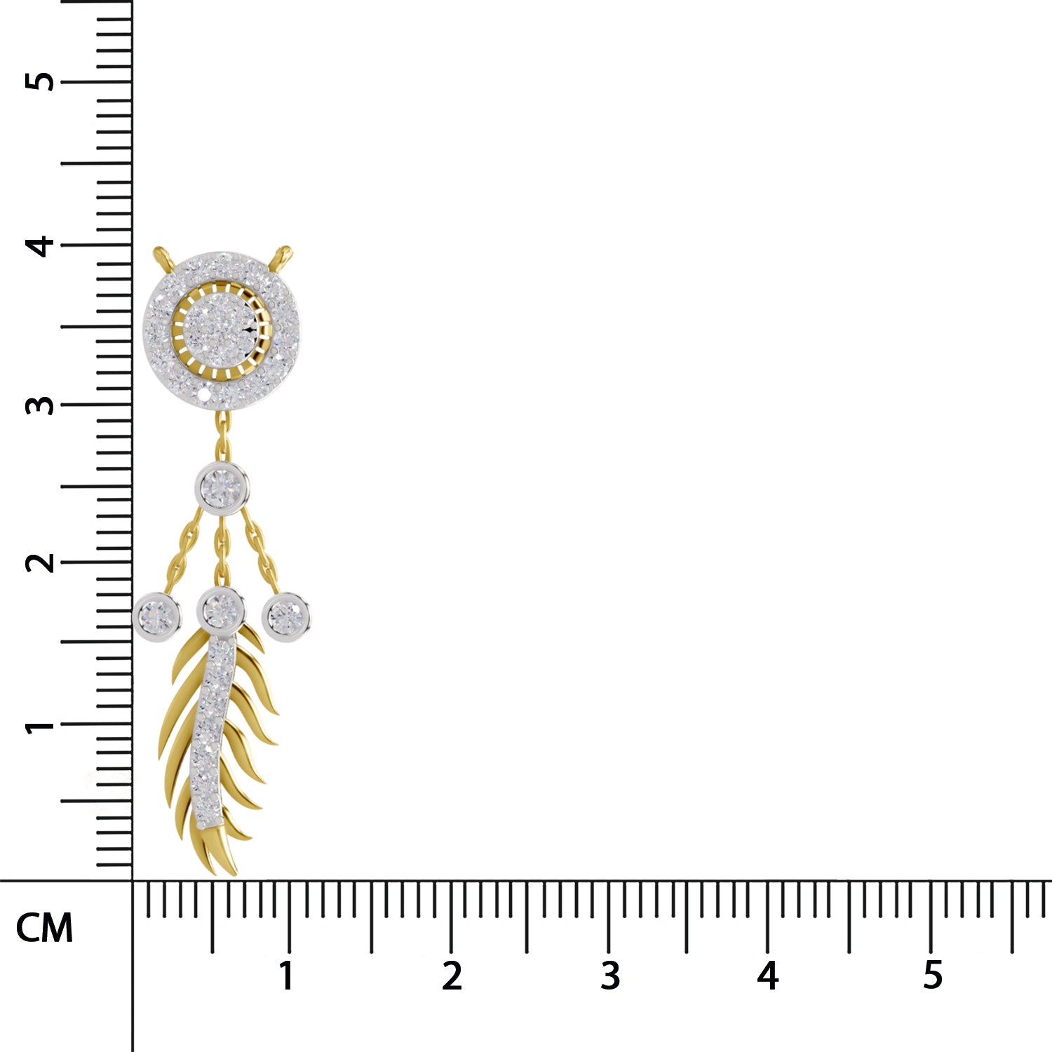 0.59 Ct Round Shape | 925 Sterling Silver Gold Plated Dream Catcher Pendant Necklace