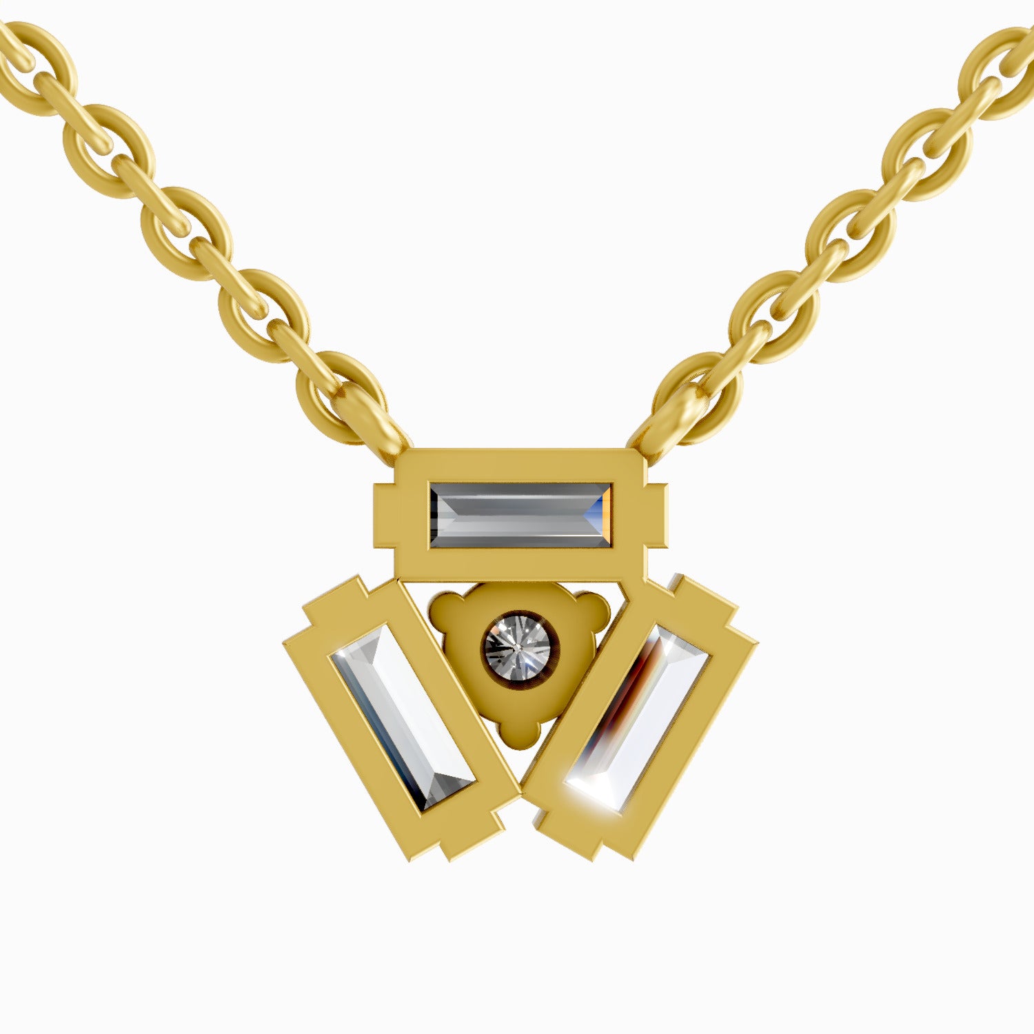 0.44 Carat | 925 Sterling Silver Yellow Gold Plated Fashion Necklace