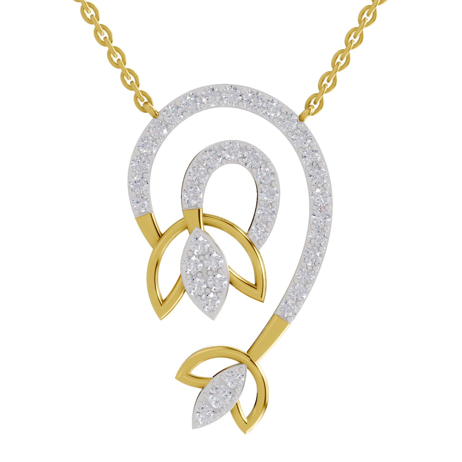 1.3 Ct Round Shape | 925 Sterling Silver Gold Plated Deram Catcher Pendant Necklace