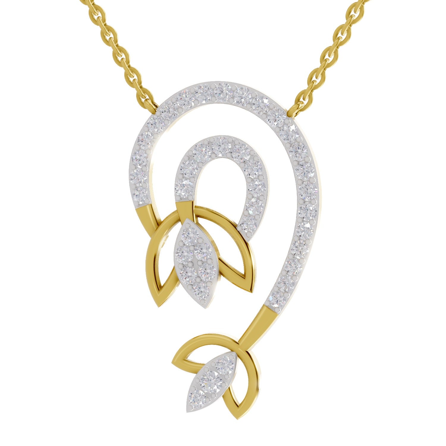 1.3 Ct Round Shape | 925 Sterling Silver Gold Plated Deram Catcher Pendant Necklace