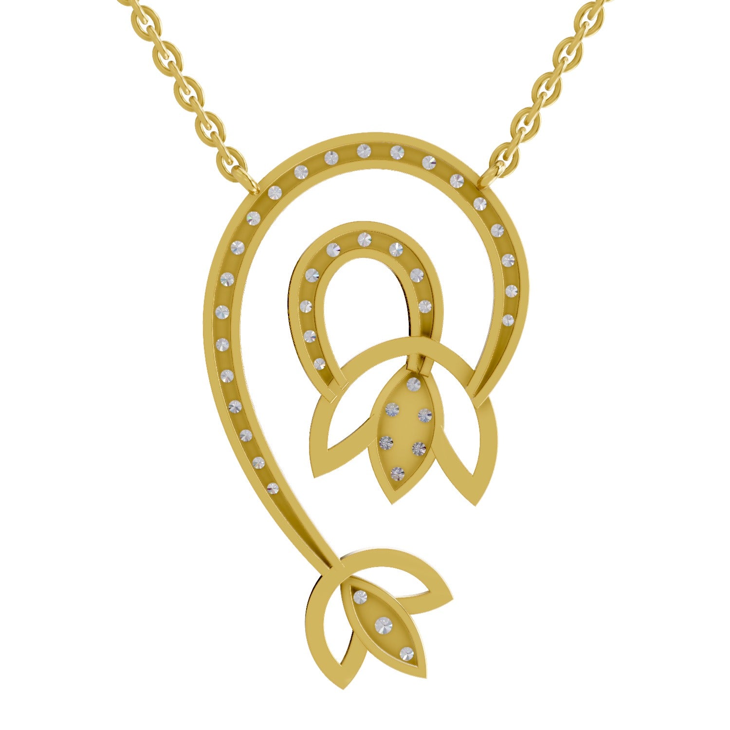 1.3 Ct Round Shape | 925 Sterling Silver Gold Plated Deram Catcher Pendant Necklace