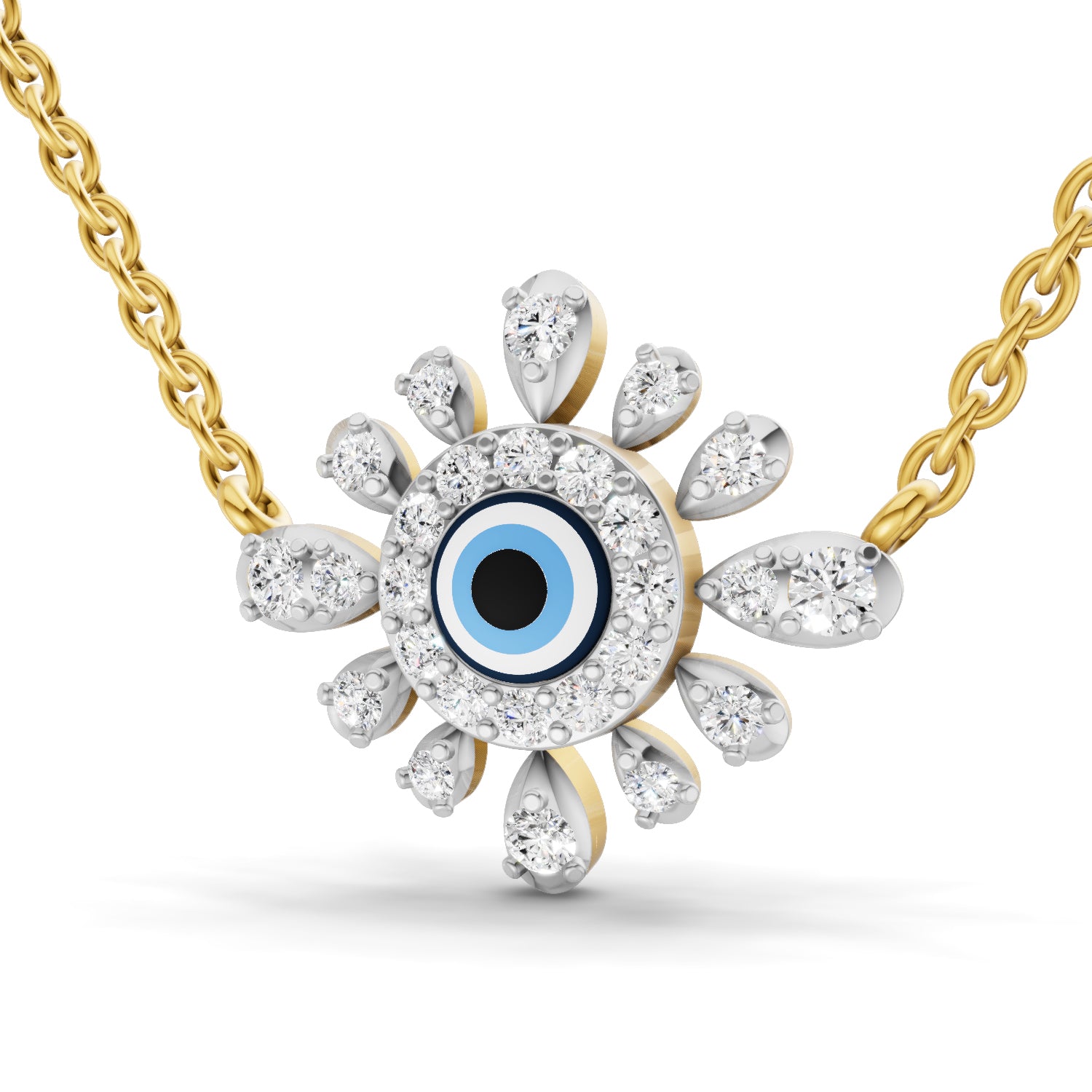 0.52 Carat | 925 Sterling Silver Yellow Gold Plated Evil Eye Necklace