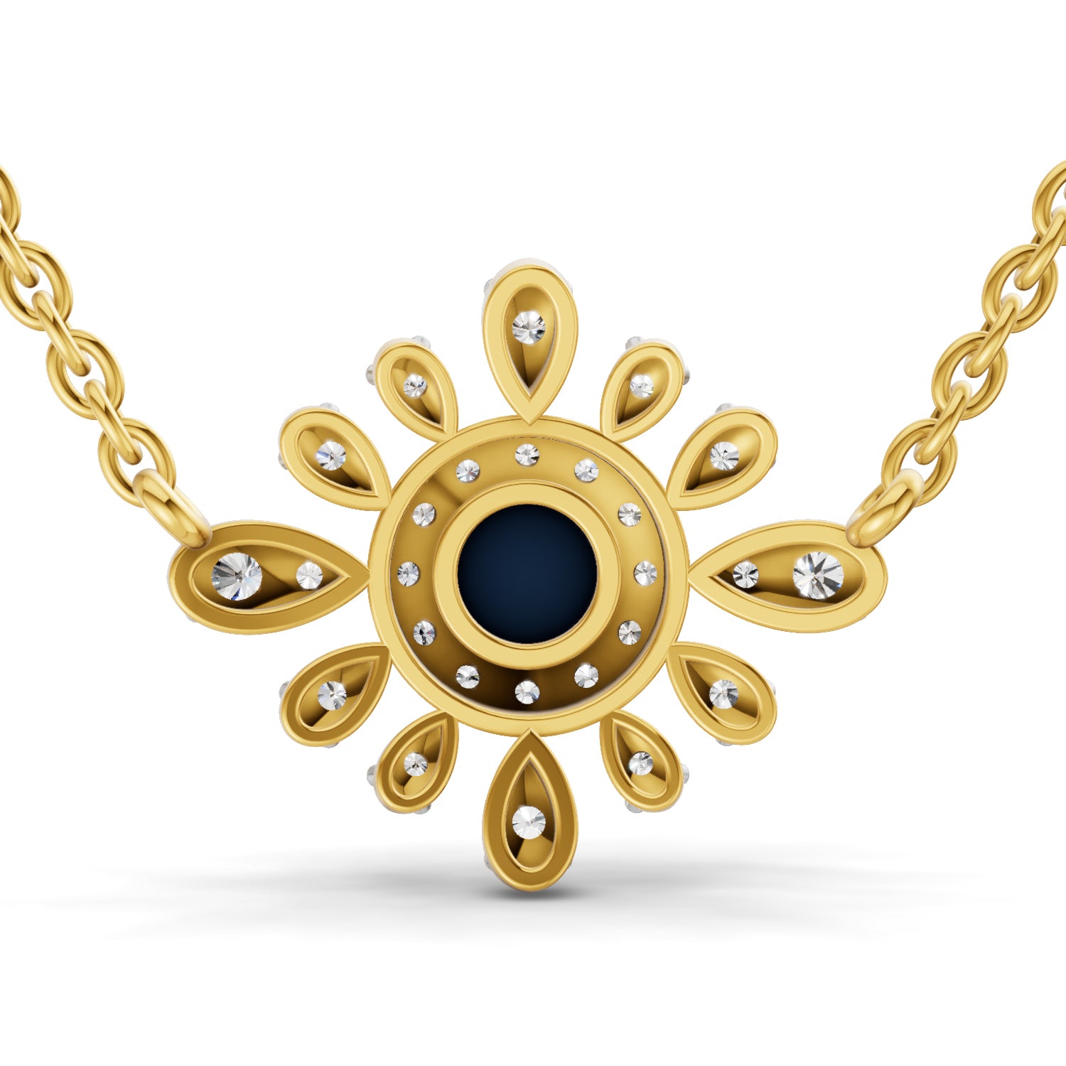 0.52 Carat | 925 Sterling Silver Yellow Gold Plated Evil Eye Necklace
