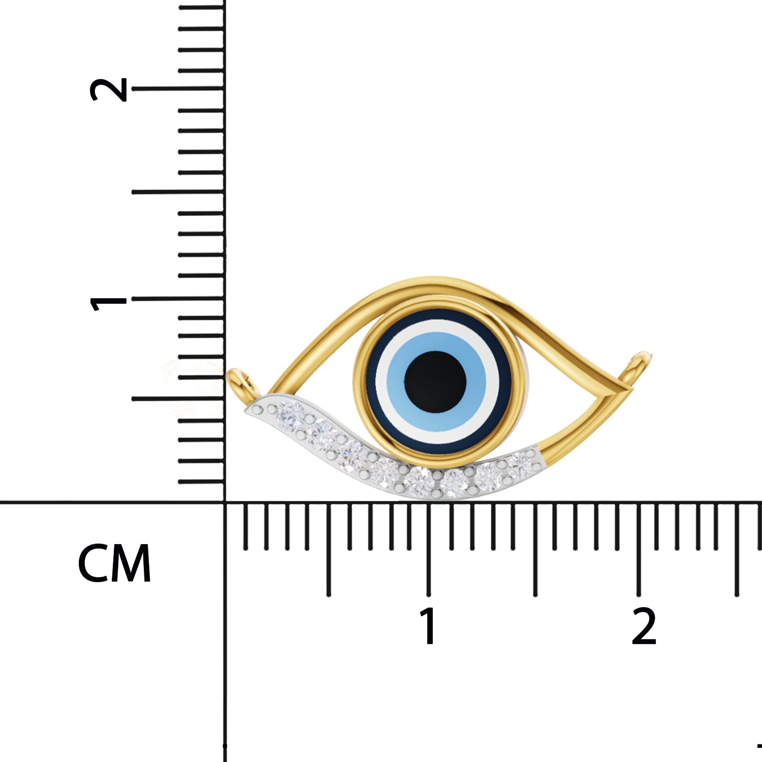 0.12 Carat | 925 Sterling Silver Yellow Gold Plated Evil Eye Necklace