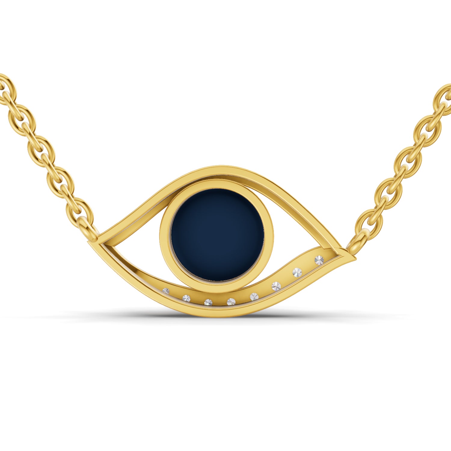 0.12 Carat | 925 Sterling Silver Yellow Gold Plated Evil Eye Necklace