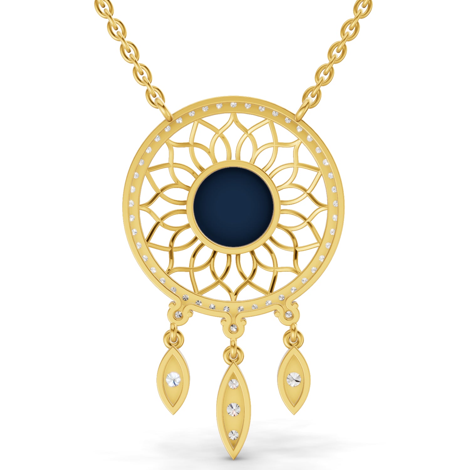 0.93 Carat | 925 Sterling Silver Yellow Gold Plated Evil Eye Necklace