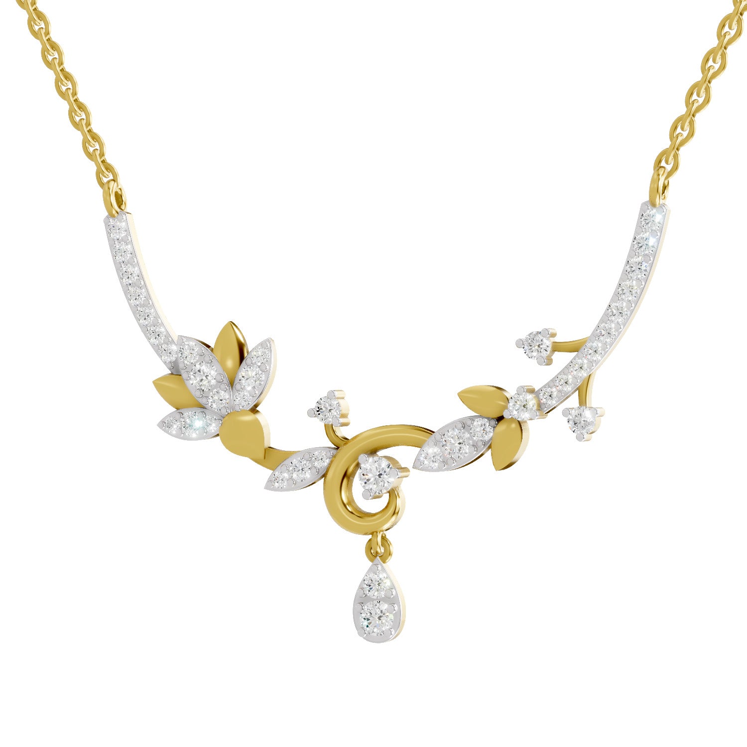0.85 Carat | 925 Sterling Silver Yellow Gold Plated Lotus Necklace