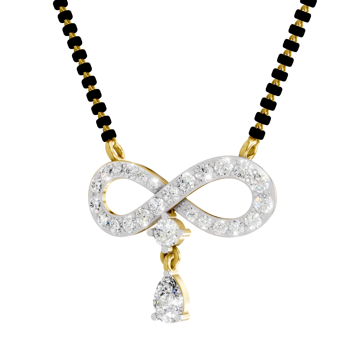 1.35 Carat Pear & Round Shape Diamond Infinity Mangalsutra| 14K Yellow Gold