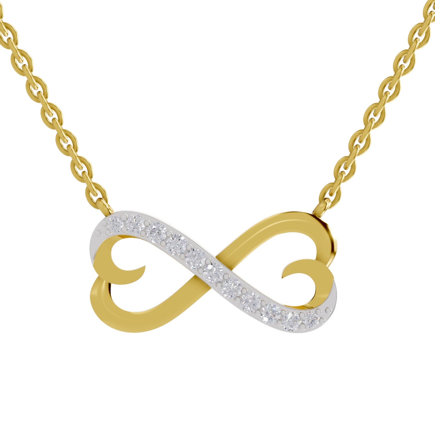 0.25 Ct Round Shape | 925 Sterling Silver Gold Plated Infinity Pendant Necklace