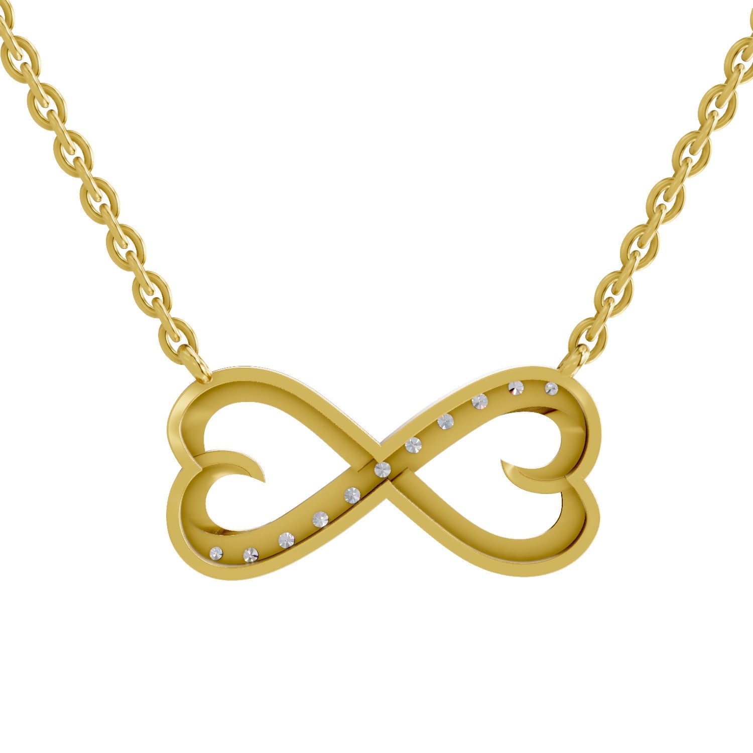 0.25 Ct Round Shape | 925 Sterling Silver Gold Plated Infinity Pendant Necklace