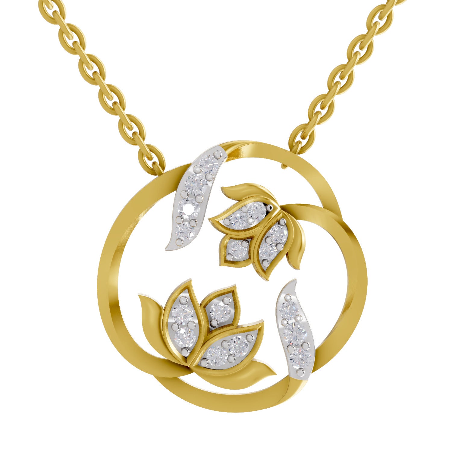 0.23 Carat | 925 Sterling Silver Yellow Gold Plated Lotus Necklace