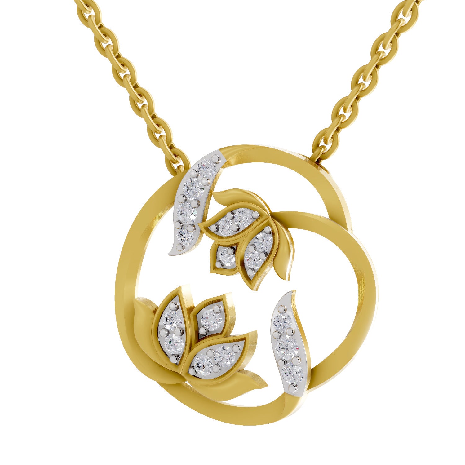 0.23 Carat | 925 Sterling Silver Yellow Gold Plated Lotus Necklace