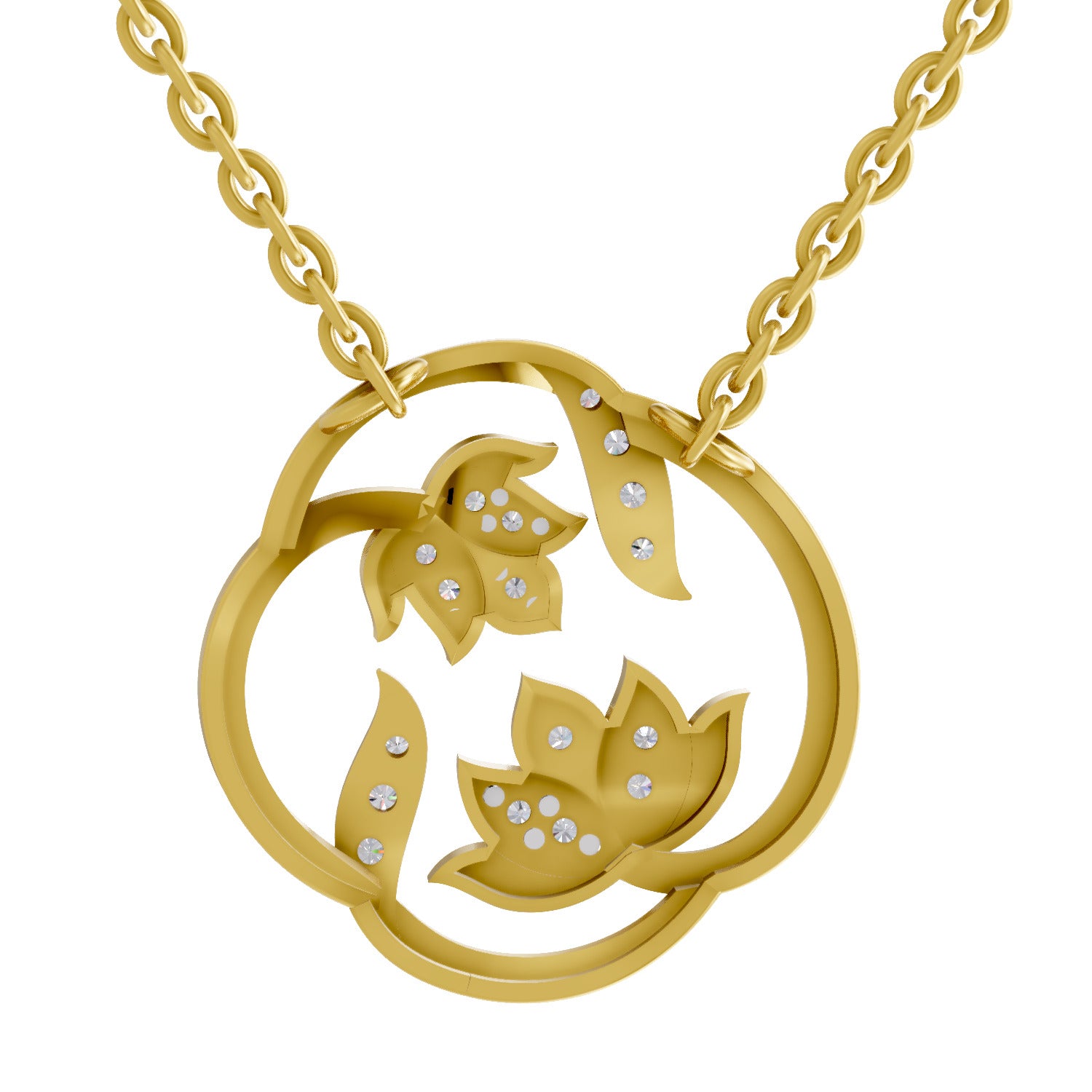 0.23 Carat | 925 Sterling Silver Yellow Gold Plated Lotus Necklace
