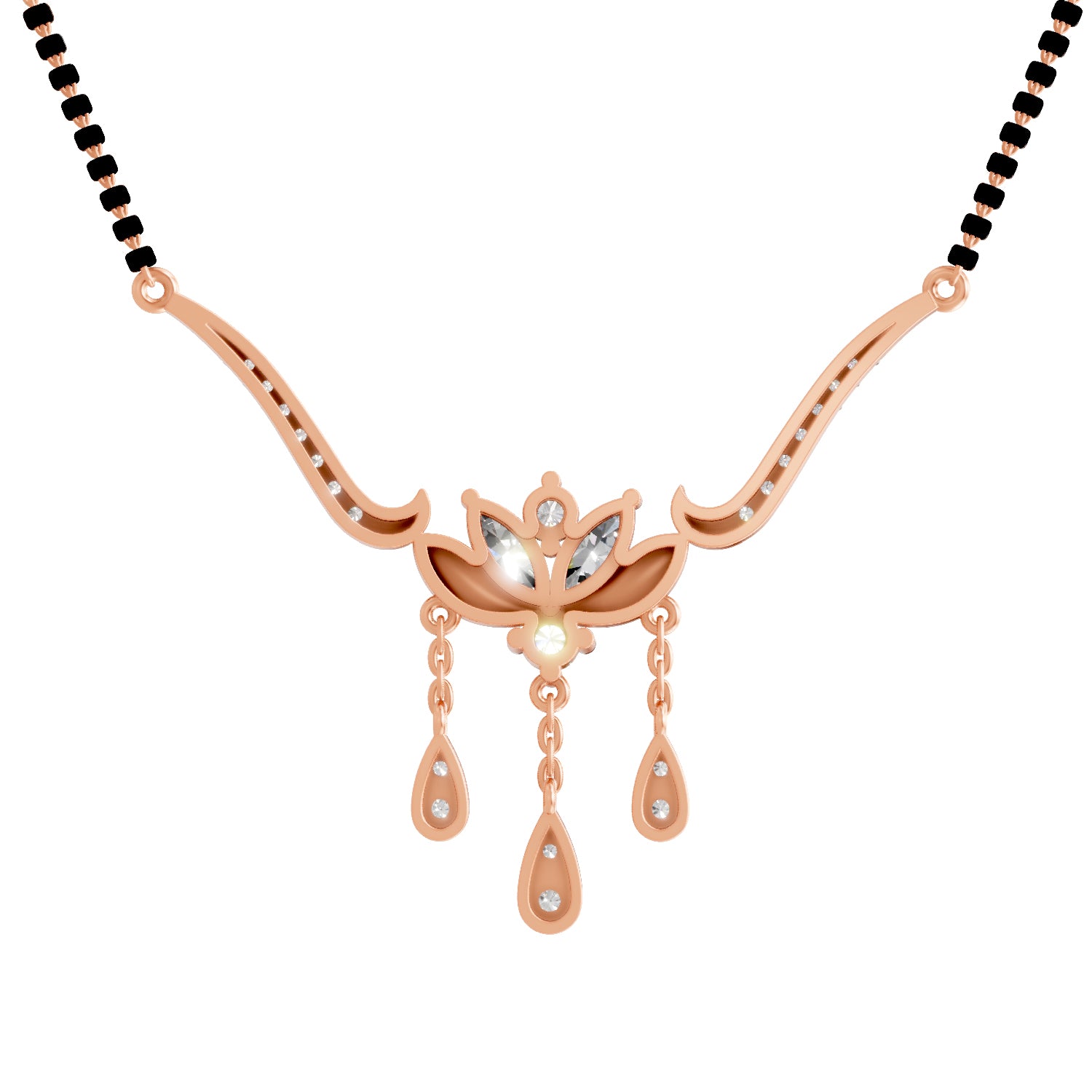 1.34 Carat Marquise & Round Shape Diamond Mangalsutra| 14K Yellow Gold