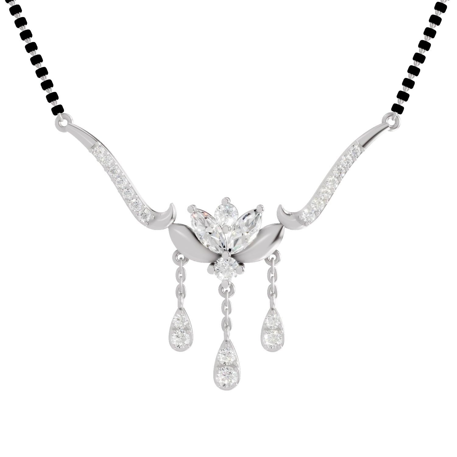 1.34 Carat Marquise & Round Shape Diamond Mangalsutra| 14K Yellow Gold