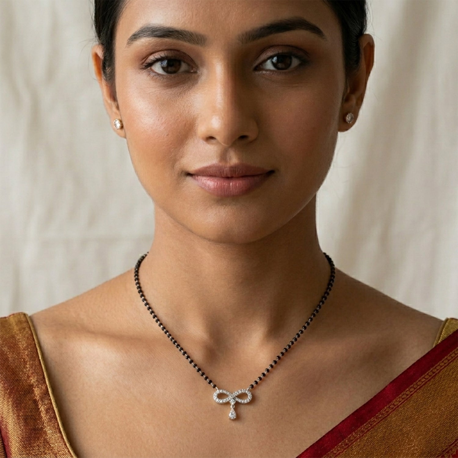 1.35 Carat Pear & Round Shape Diamond Infinity Mangalsutra| 14K Yellow Gold