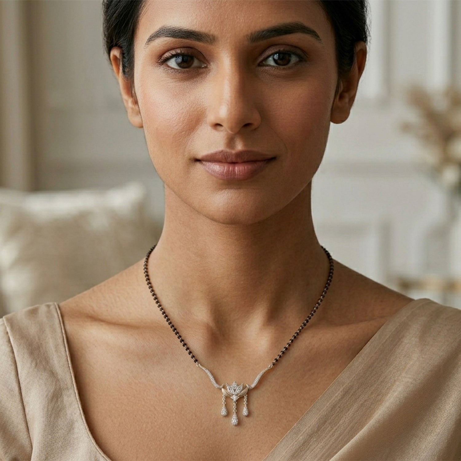 1.34 Carat Marquise & Round Shape Diamond Mangalsutra| 14K Yellow Gold