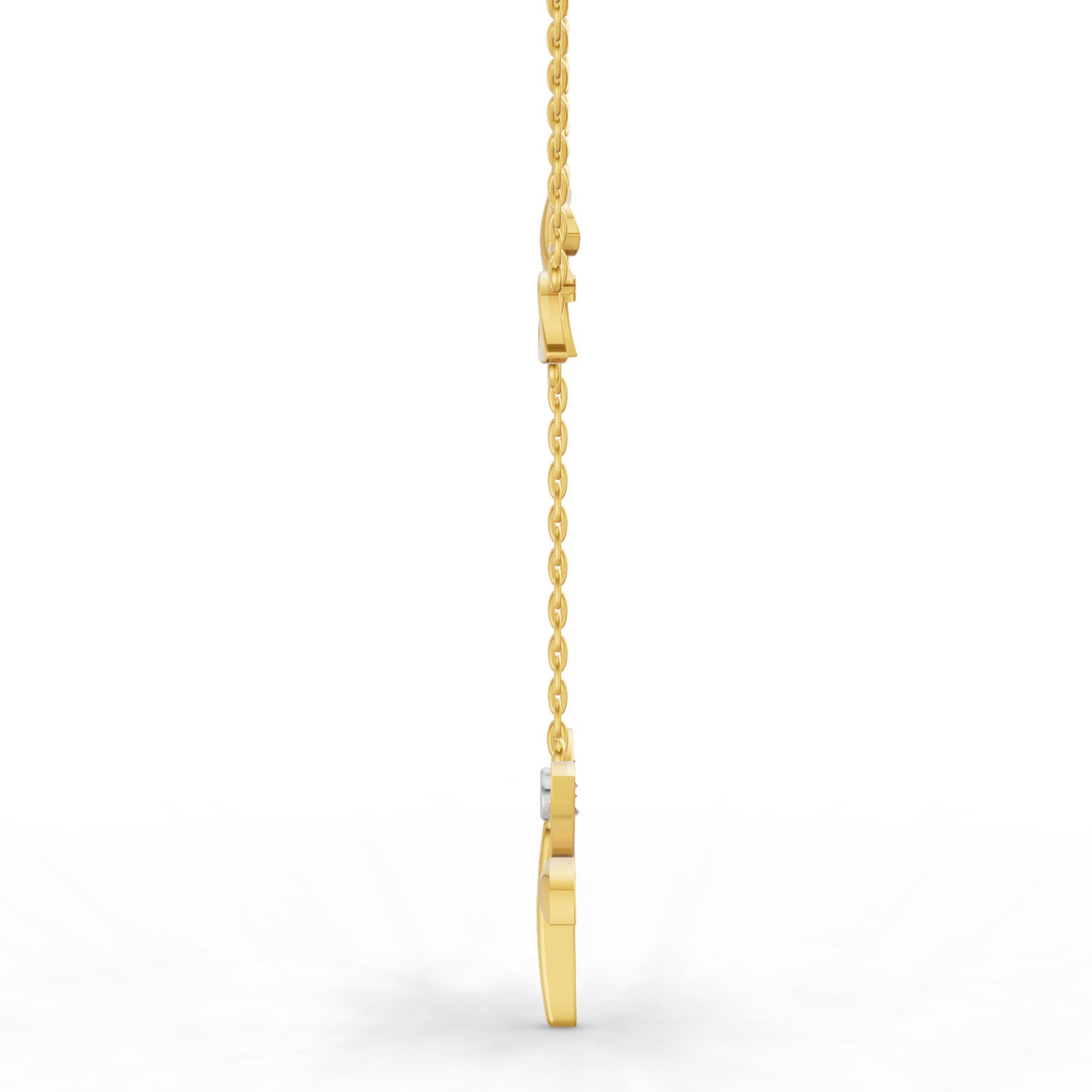 0.14 Ct Round Shape | 925 Sterling Silver Gold Plated Butterfly Pendant Necklace