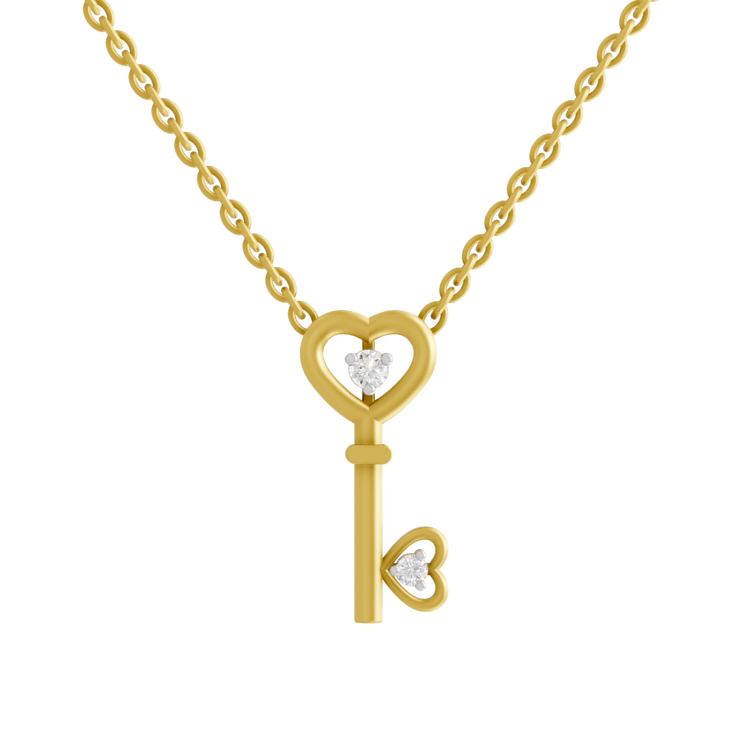 0.08 Ct  | 925 Sterling Silver Yellow Gold Plated Key to Love Necklace