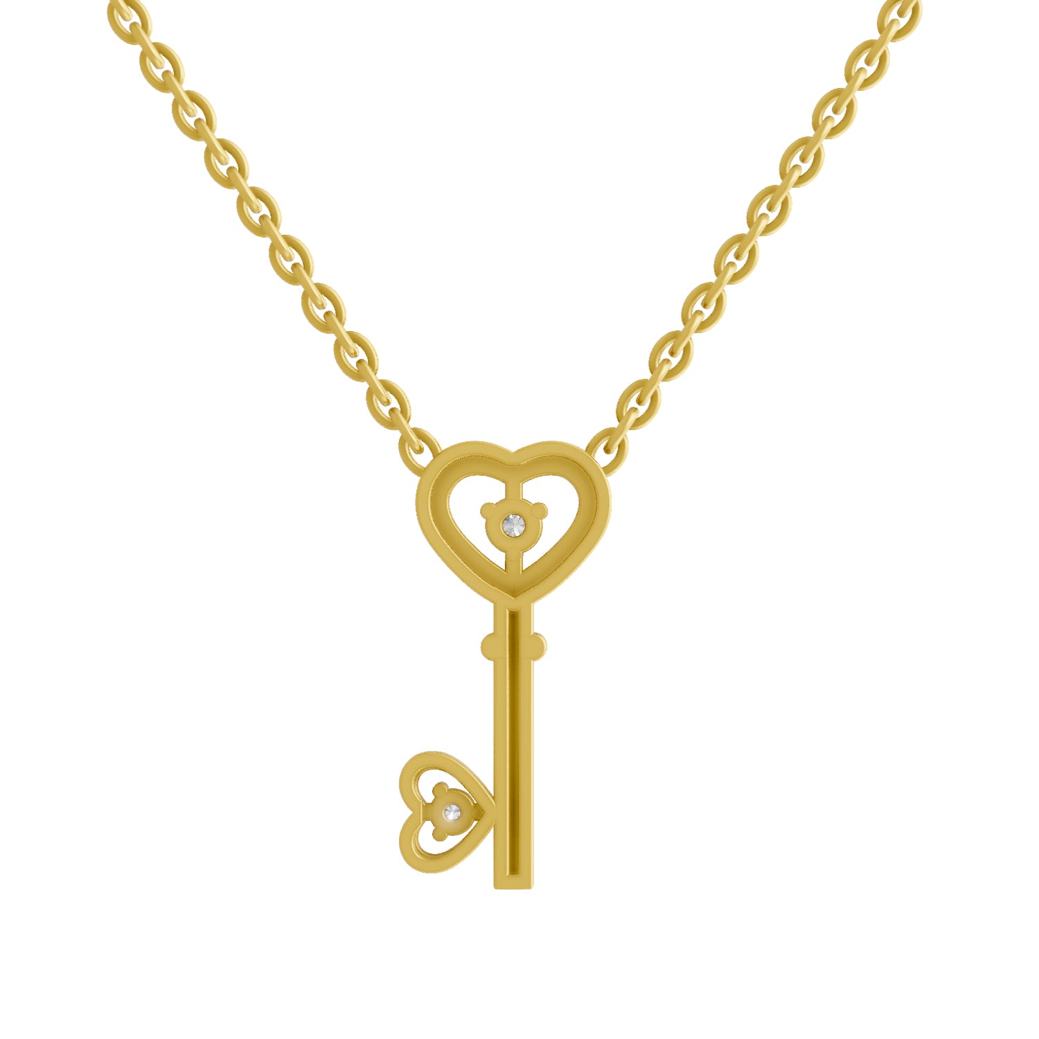 0.08 Ct  | 925 Sterling Silver Yellow Gold Plated Key to Love Necklace