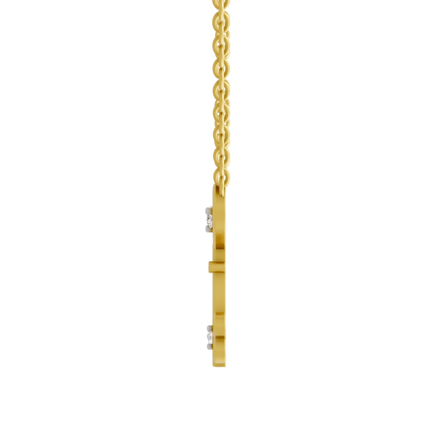 0.08 Ct  | 925 Sterling Silver Yellow Gold Plated Key to Love Necklace
