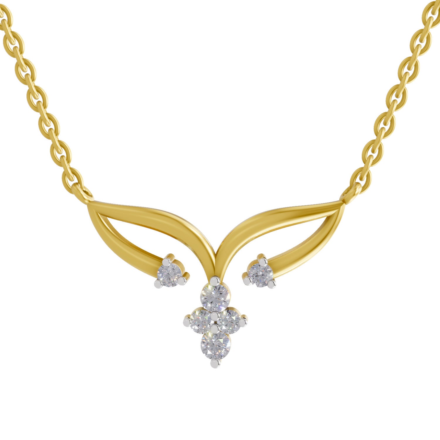0.28 Ct Round Shape Diamond | 925 Sterling Silver Gold Plated Cluster Pendant Necklace