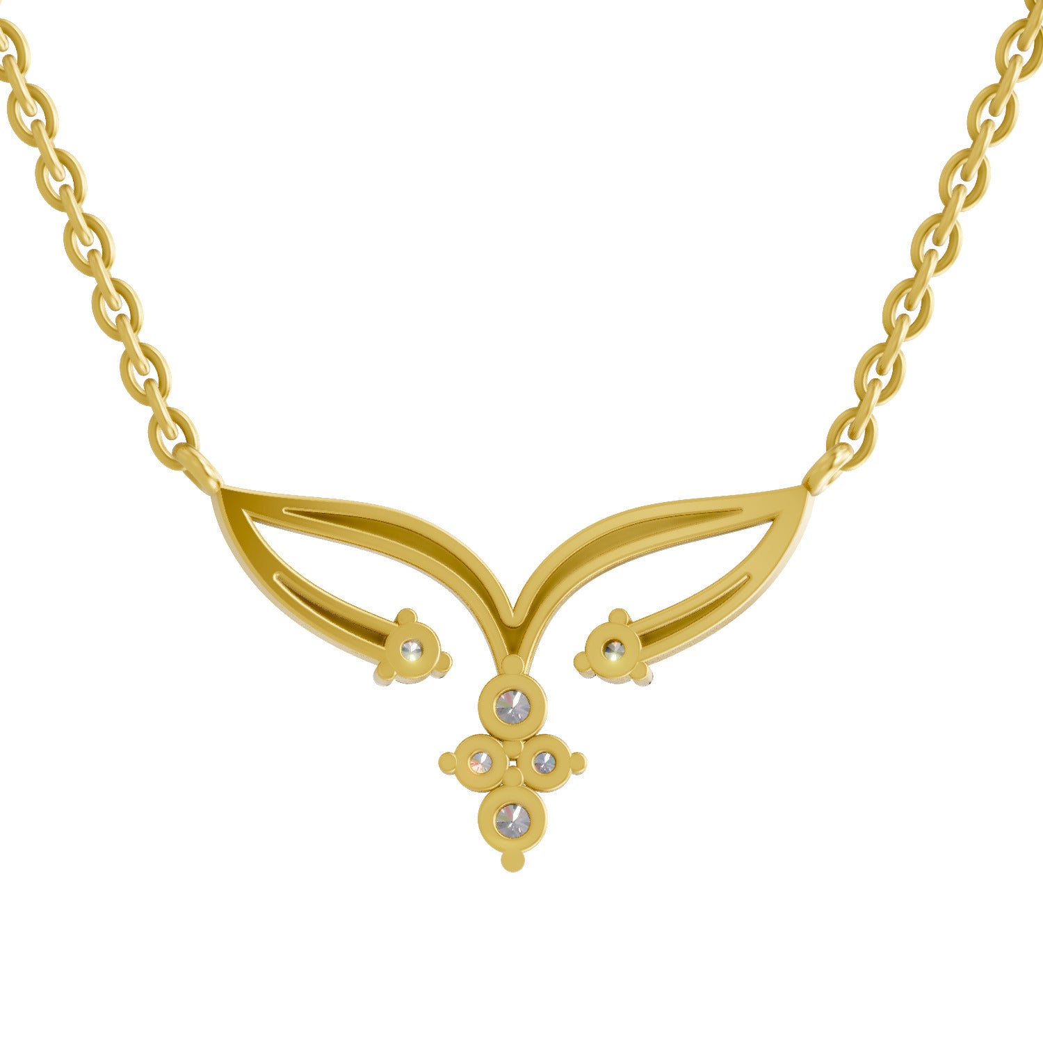 0.28 Ct Round Shape Diamond | 925 Sterling Silver Gold Plated Cluster Pendant Necklace