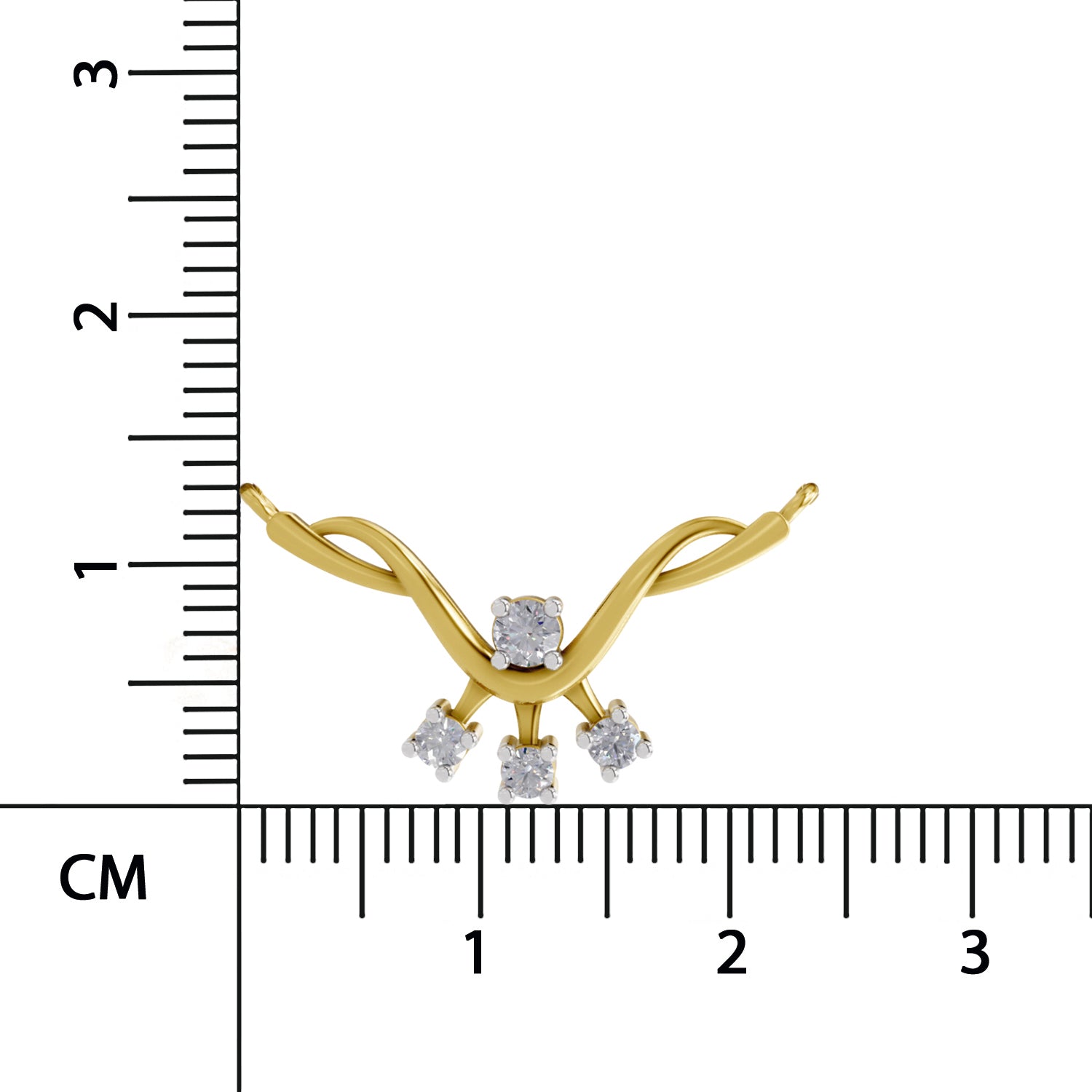 0.13 Ct Round Shape Diamond | 925 Sterling Silver Gold Plated 4 Stone Pendant Necklace