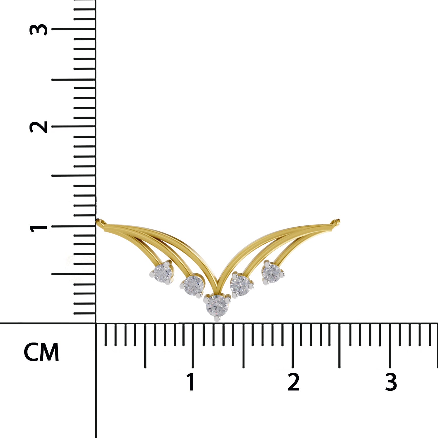 0.16 Ct Round Shape Diamond | 925 Sterling Silver Gold Plated 5 Stone Pendant Necklace