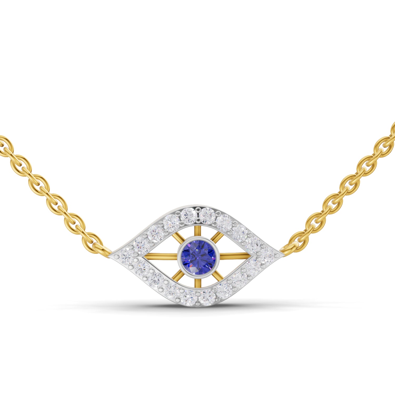 0.32 Carat | 925 Sterling Silver Yellow Gold Plated Evil Eye pendant