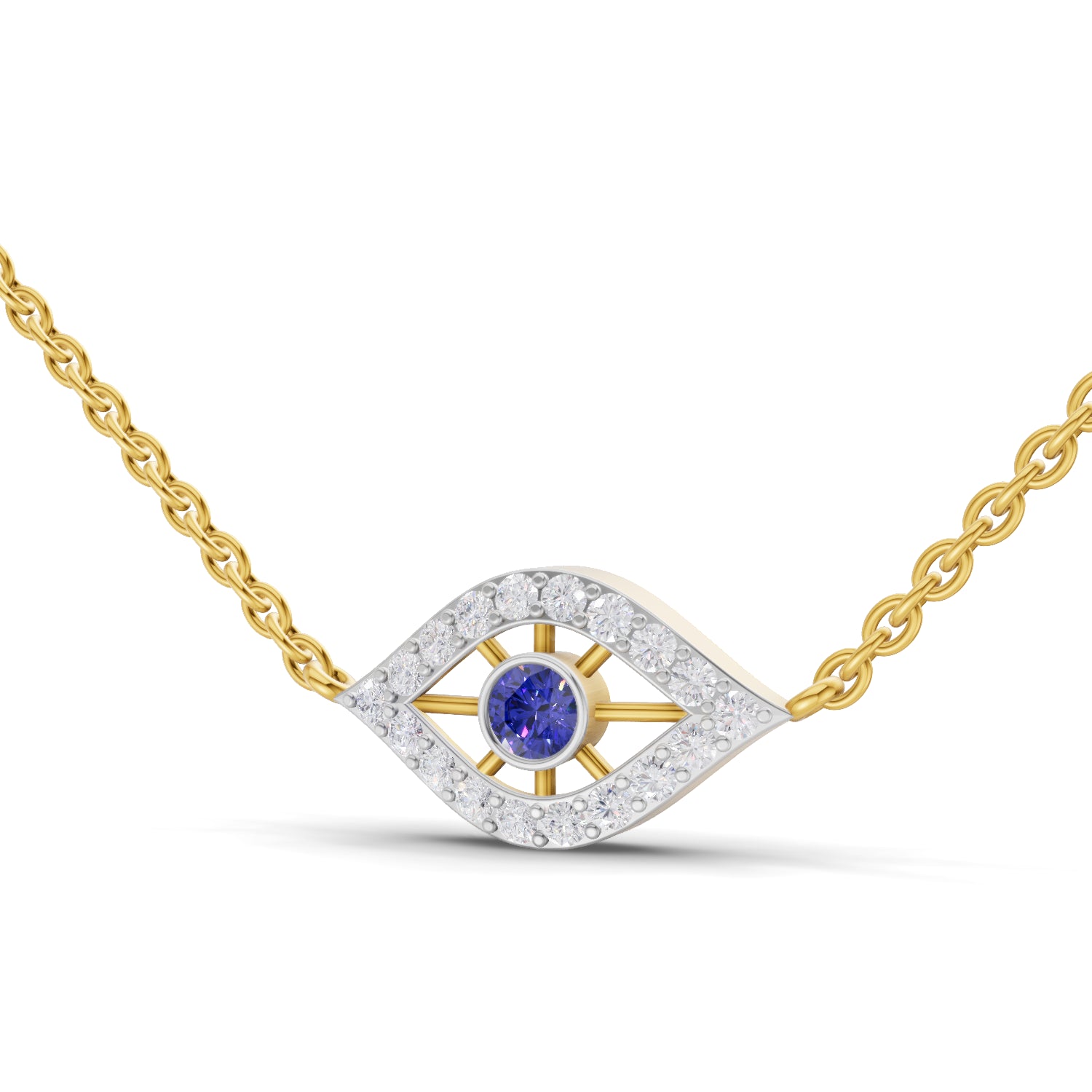 0.32 Carat | 925 Sterling Silver Yellow Gold Plated Evil Eye pendant