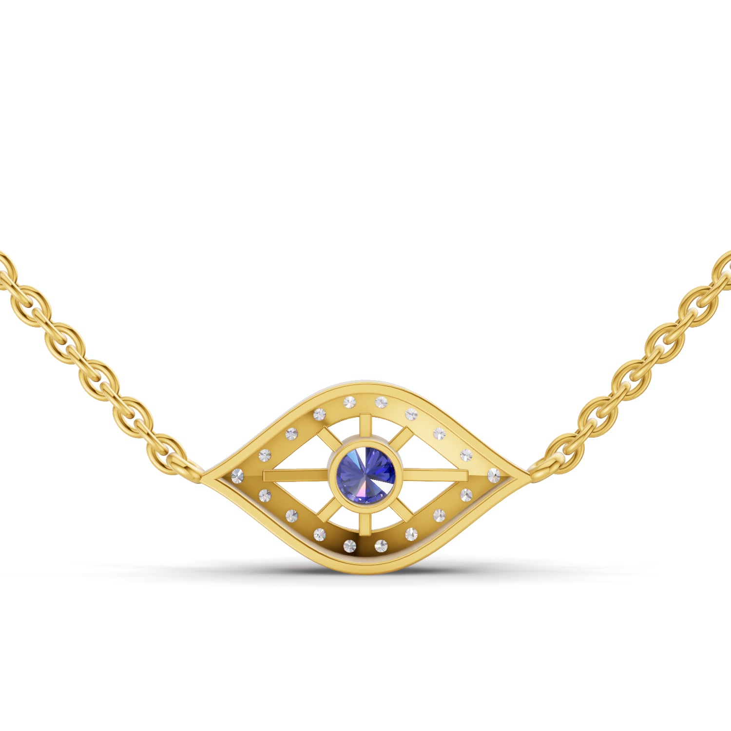 0.32 Carat | 925 Sterling Silver Yellow Gold Plated Evil Eye pendant