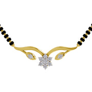 0.21 Carat | 925 Sterling Silver Yellow Gold Plated Floral Diamond Mangalsutra Pendant