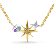 0.07 Ct Round Shape | 925 Sterling Silver Gold Plated Star Pendant Necklace