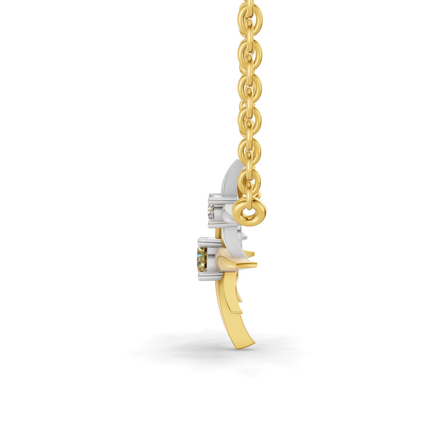 0.07 Ct Round Shape | 925 Sterling Silver Gold Plated Star Pendant Necklace