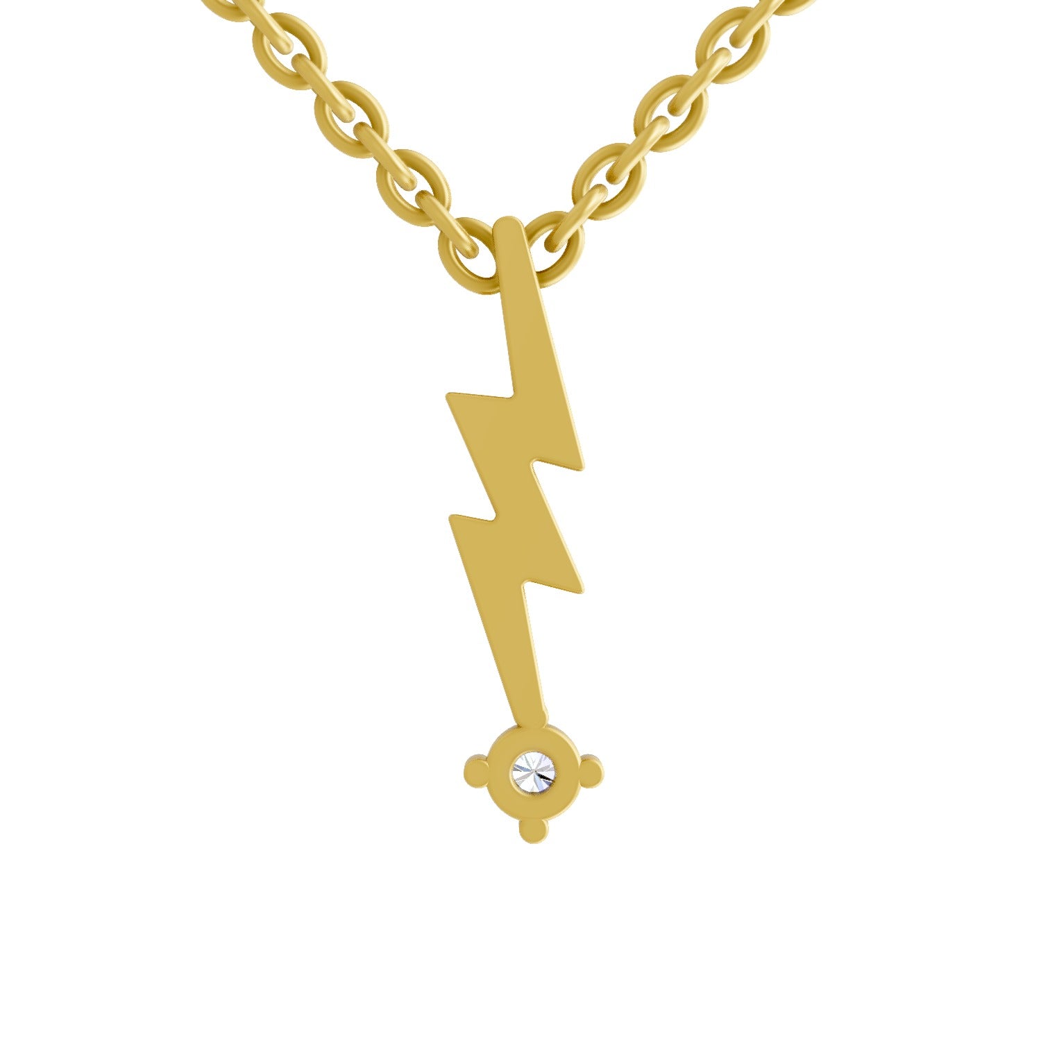 0.07 Ct  | 925 Sterling Silver Yellow Gold Plated Lightning Bolt Necklace