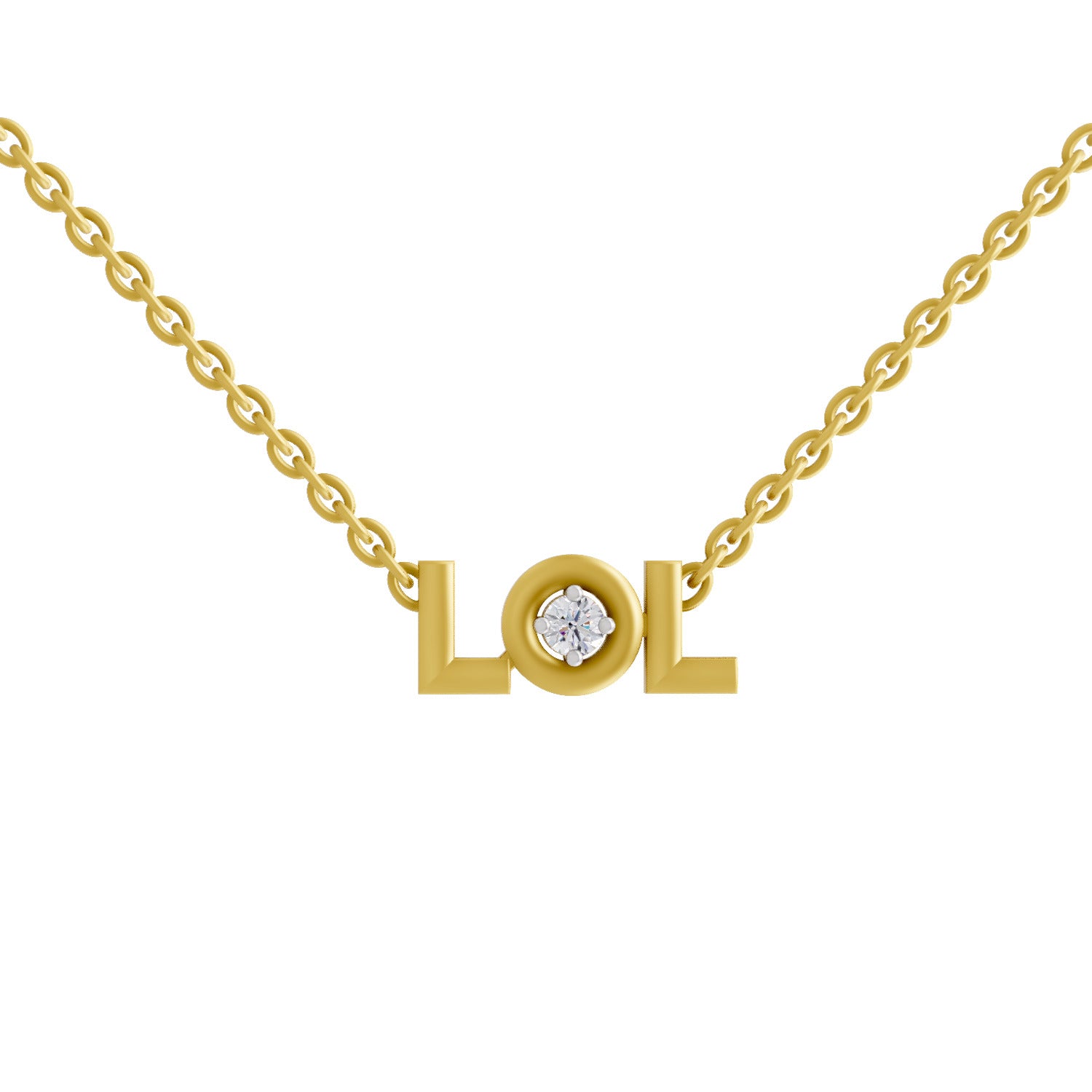 0.07 Ct  | 925 Sterling Silver Yellow Gold Plated Lightning LOL Necklace