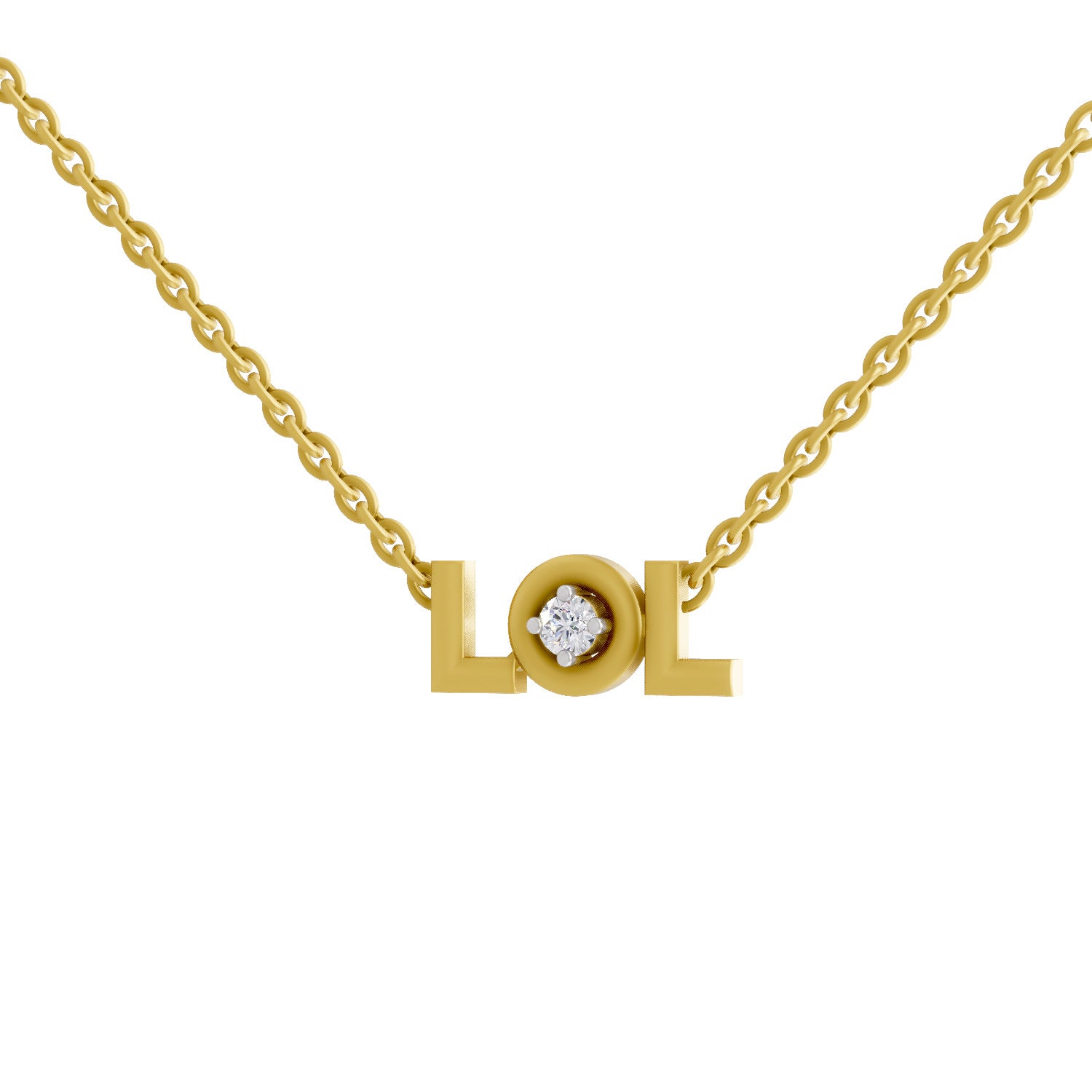 0.07 Ct  | 925 Sterling Silver Yellow Gold Plated Lightning LOL Necklace