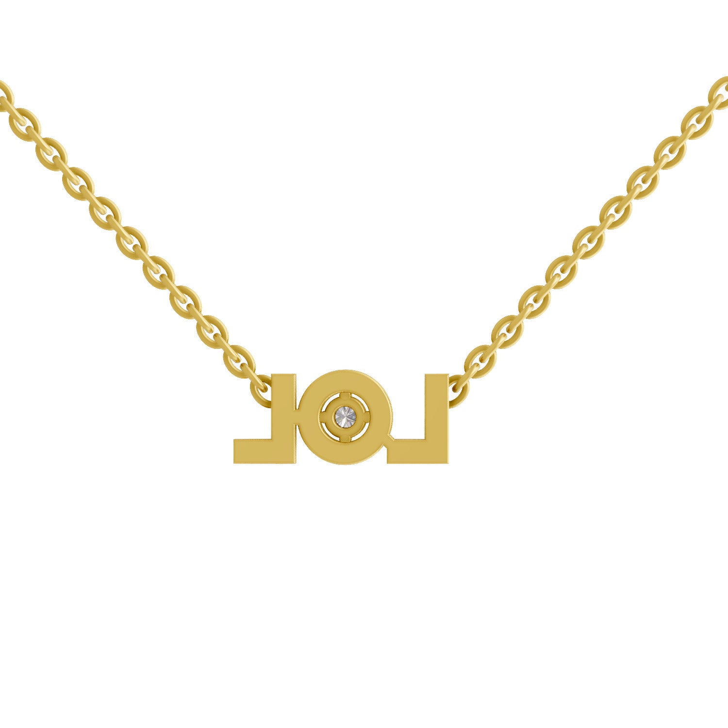 0.07 Ct  | 925 Sterling Silver Yellow Gold Plated Lightning LOL Necklace