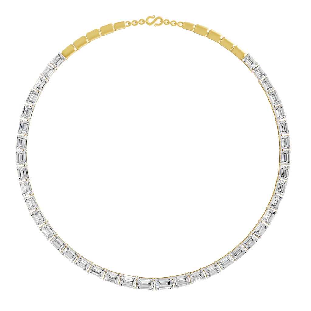 Sparkles Emerald Line With Brillant Y Drop Diamond Necklace