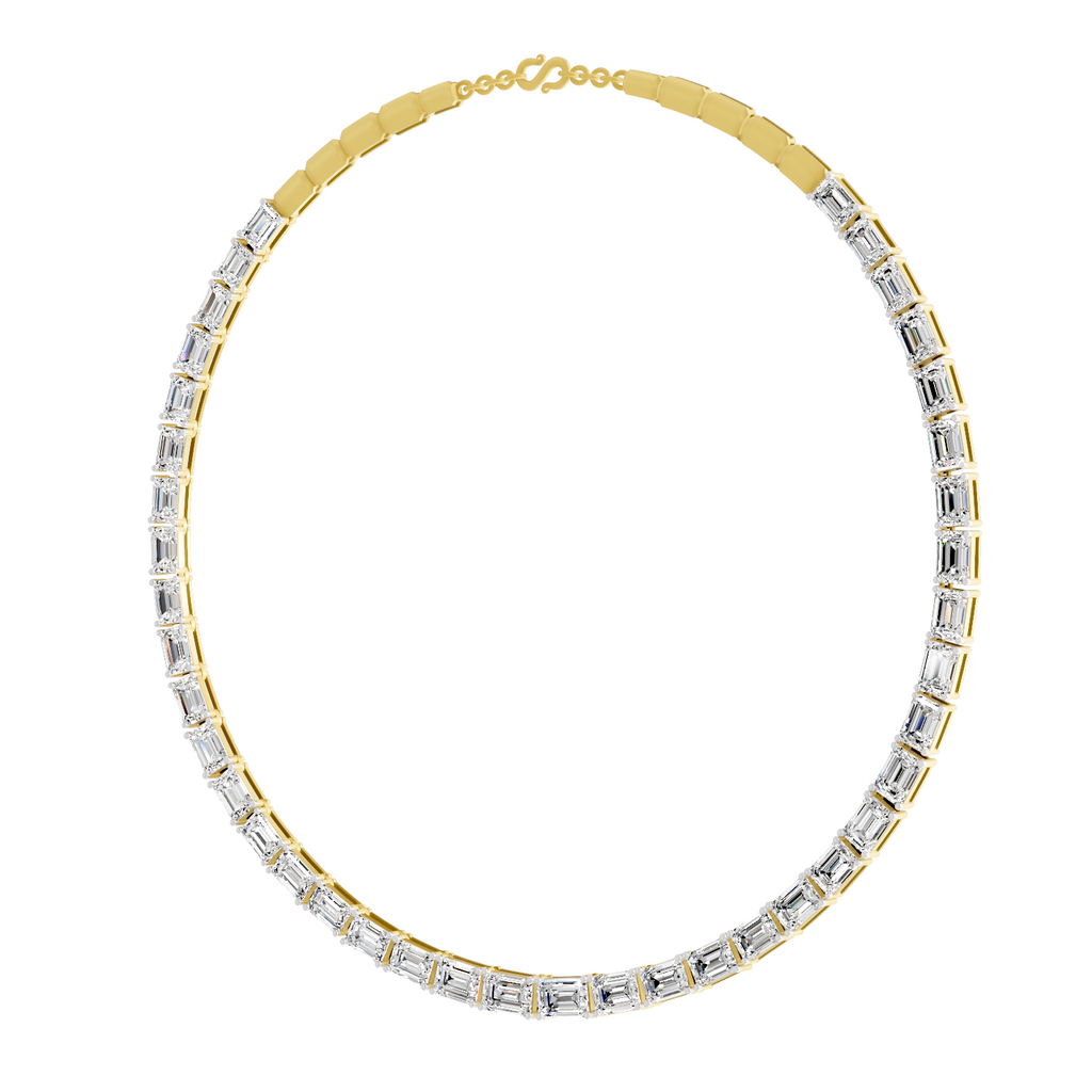 Sparkles Emerald Line With Brillant Y Drop Diamond Necklace