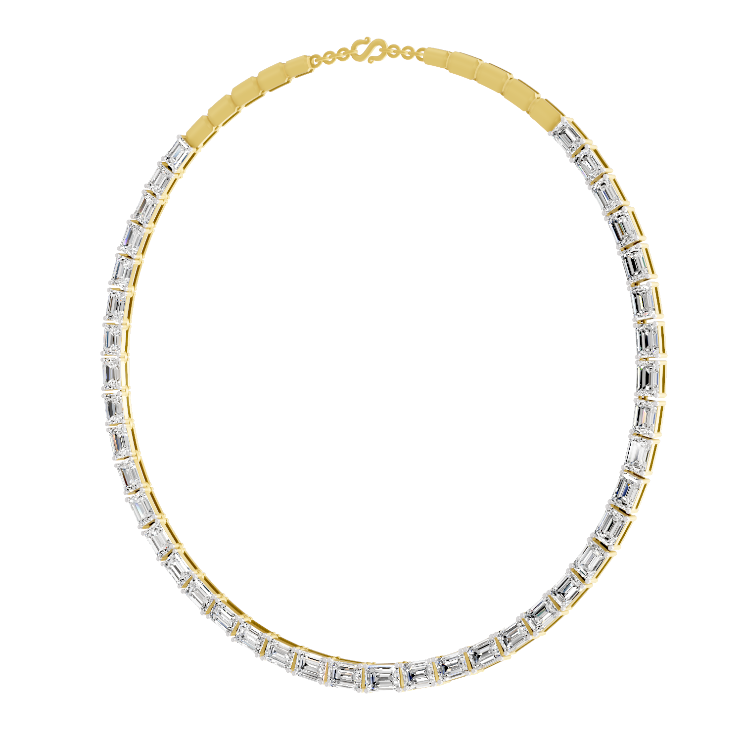 Sparkles Emerald Line With Brillant Y Drop Diamond Necklace