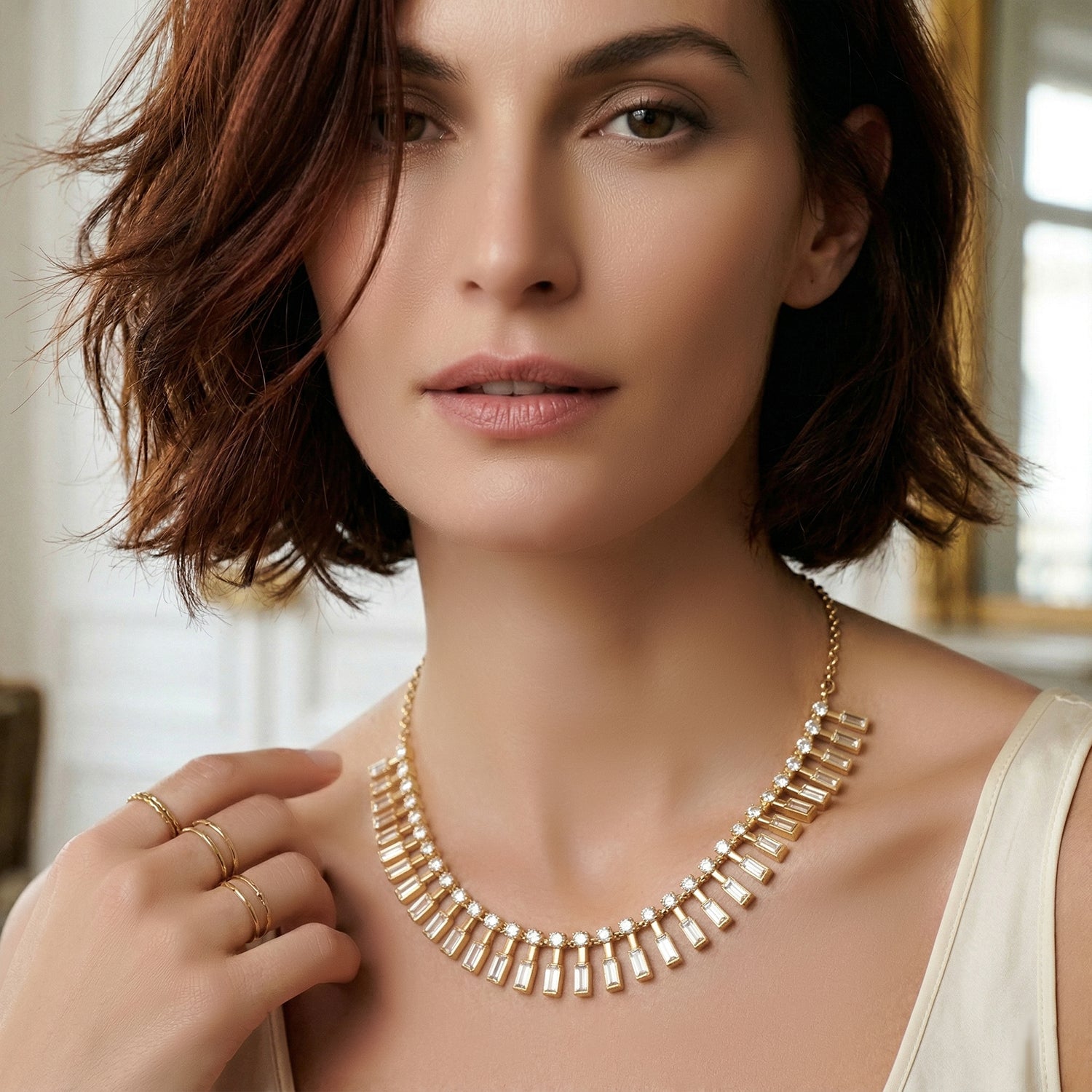 Sparkles Aira Emerald Cascade Diamond Necklace